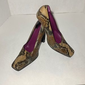 David Aaron Vero Cuoio Snakeskin Heels (EU Size 38)